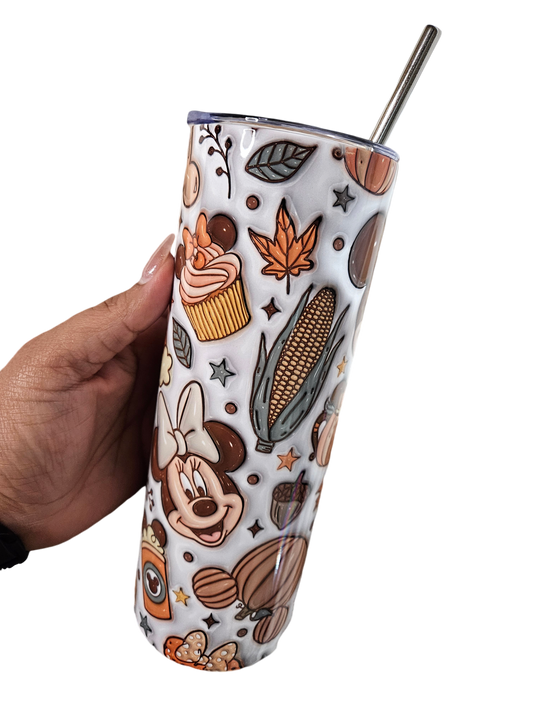 3D Autumn Mouse 20oz Skinny Tumbler