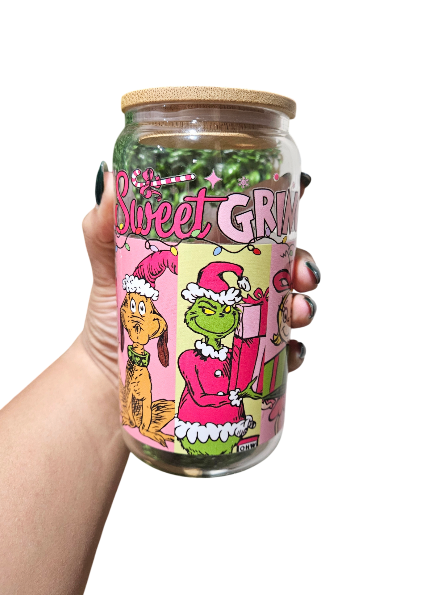 Sweet Grinchmas 16oz Glass Cup