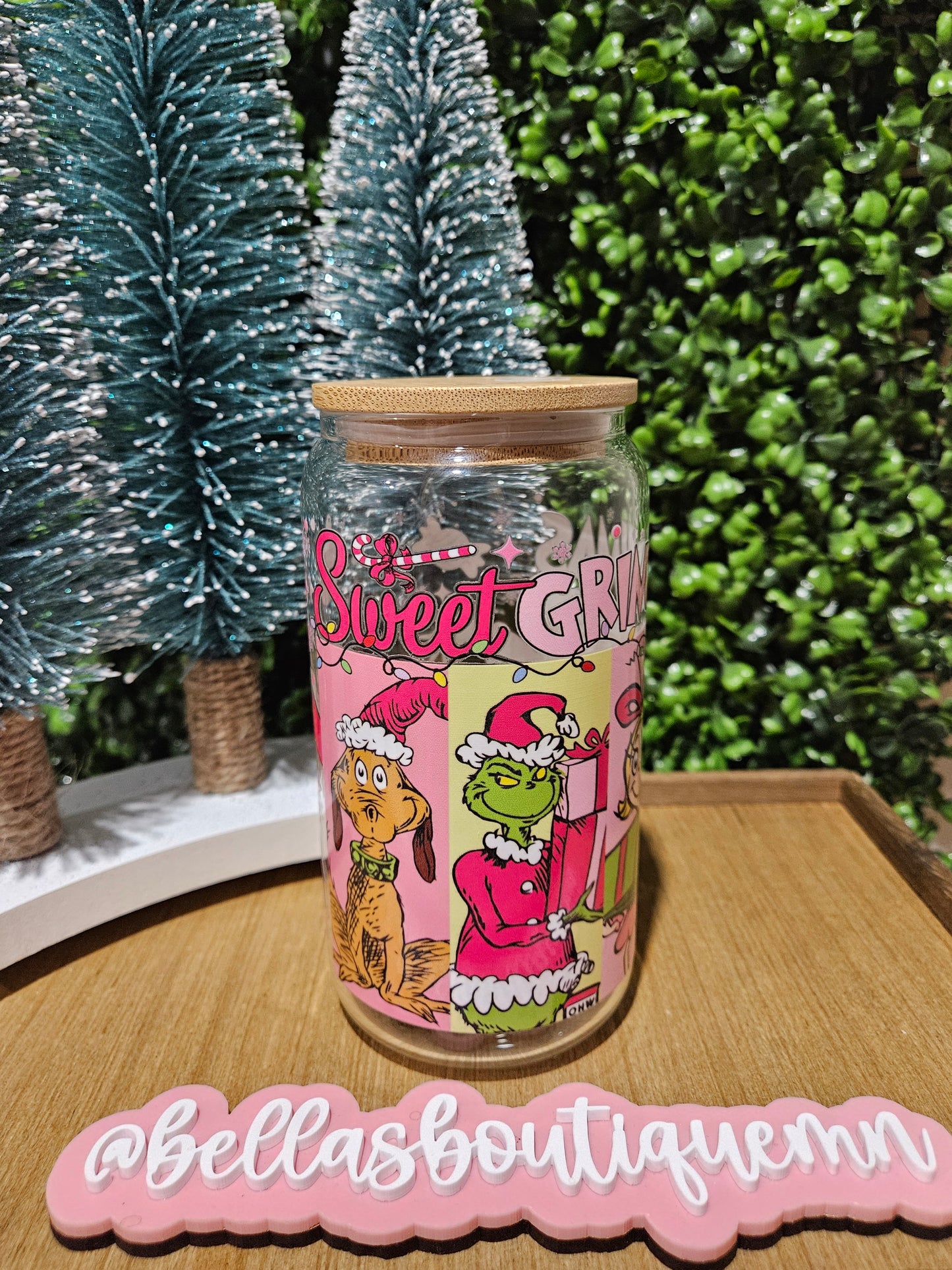 Sweet Grinchmas 16oz Glass Cup