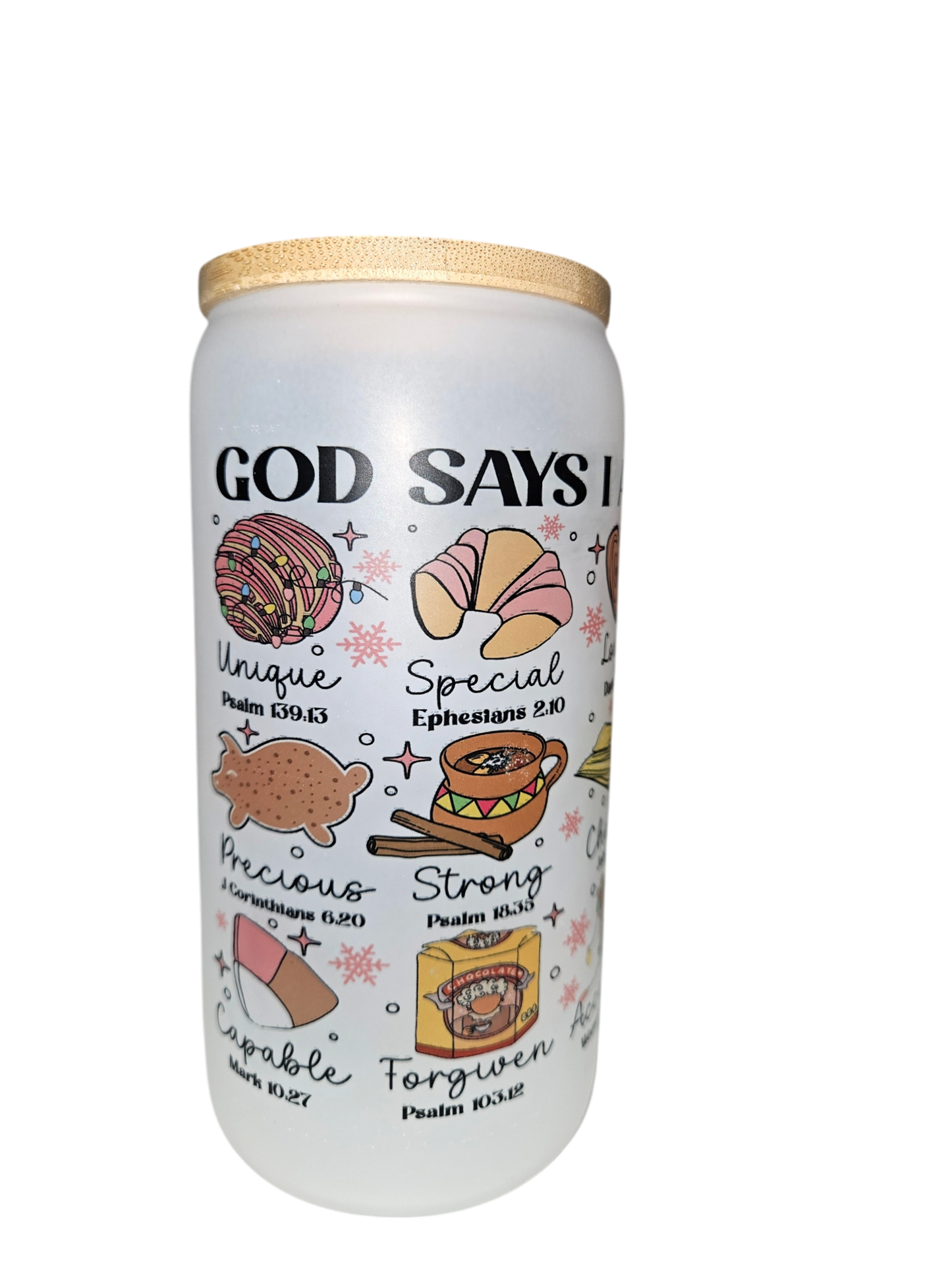 God Says I Am 16oz Glass Cup